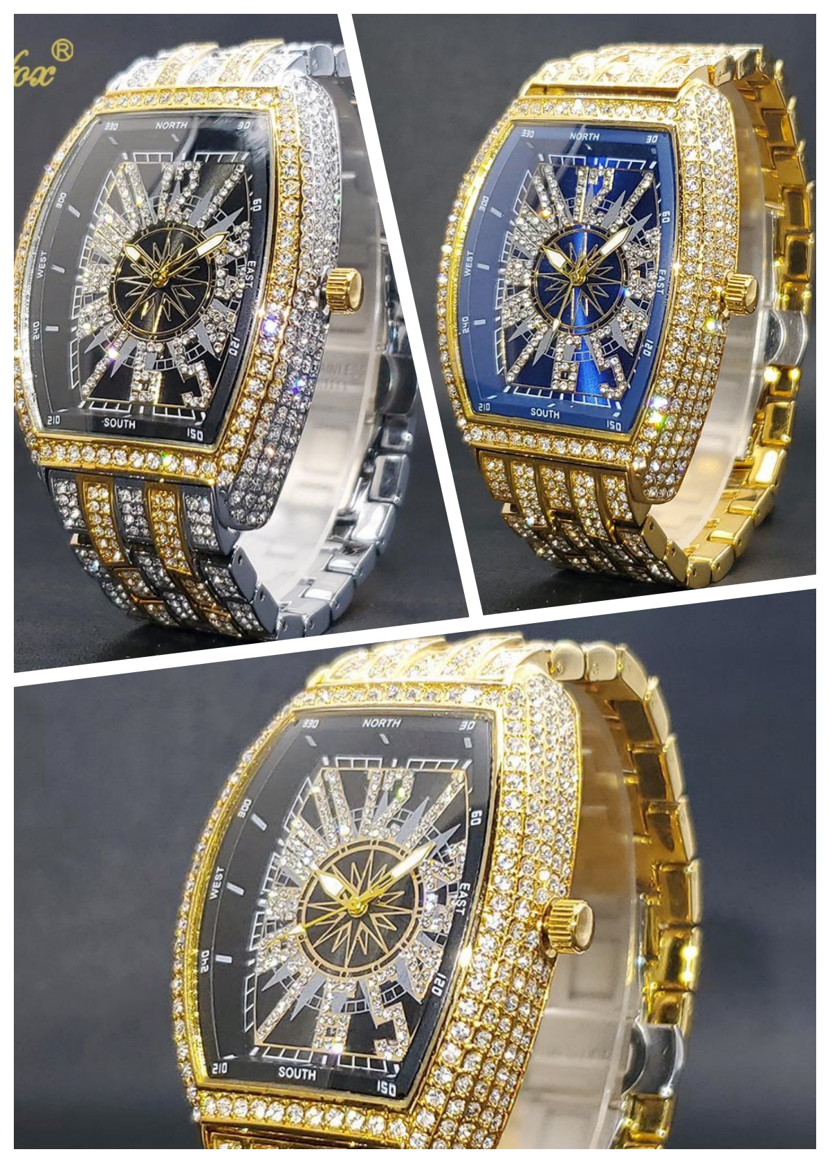 starry frank watch full dia barrel style high-end men's wormhole concept hip-hop trend free shipping