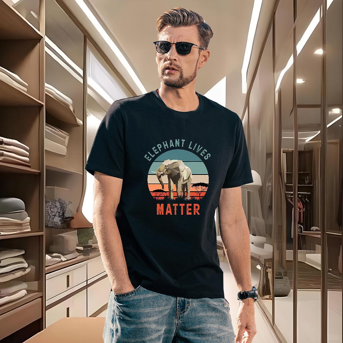 T Shirts Men 230g 100% Cotton Elephant Outdoor Crew Neck Breathable Anime Men Tees New Arrival Wholesale Polos