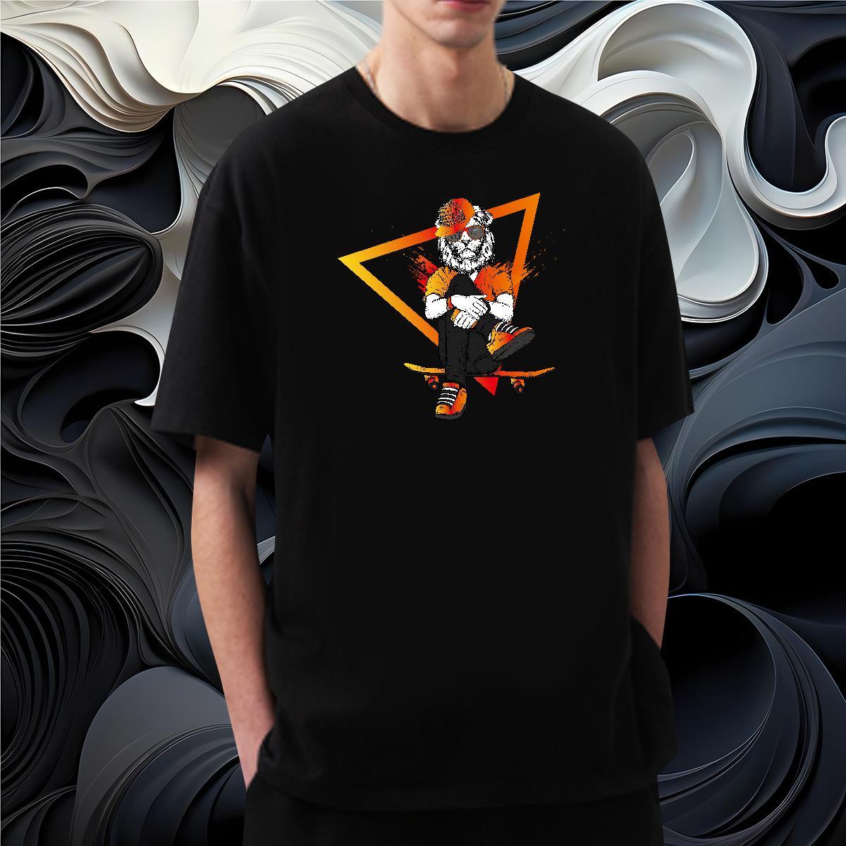 Mens T Shirts 230g 100% Cotton lion Summer Casual Breathable Crew Neck Graphic Couples T Shirts DIY Customized High Quality Wear