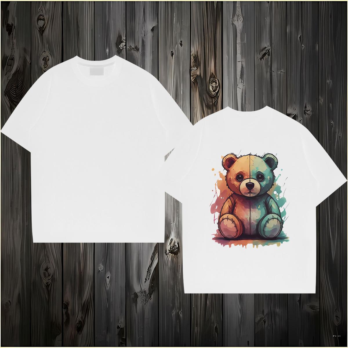 Free Shipping T Shirts Men 230g Cotton bear Spring Summer Top Tees Breathable Crew Neck Cool Couples T Shirts Black White