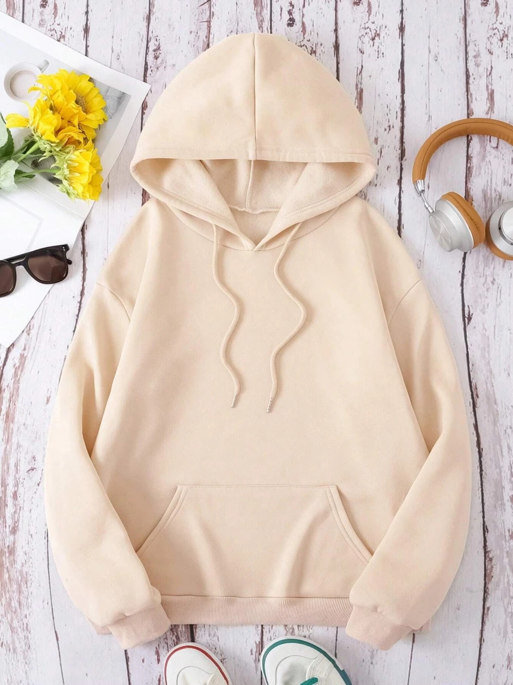 We Love Because He First Loved Us Female Hoodies Vintage Casual Hoodie Autumn Loose Fleece Hoody Simple Fleece Pullover Tops 240806