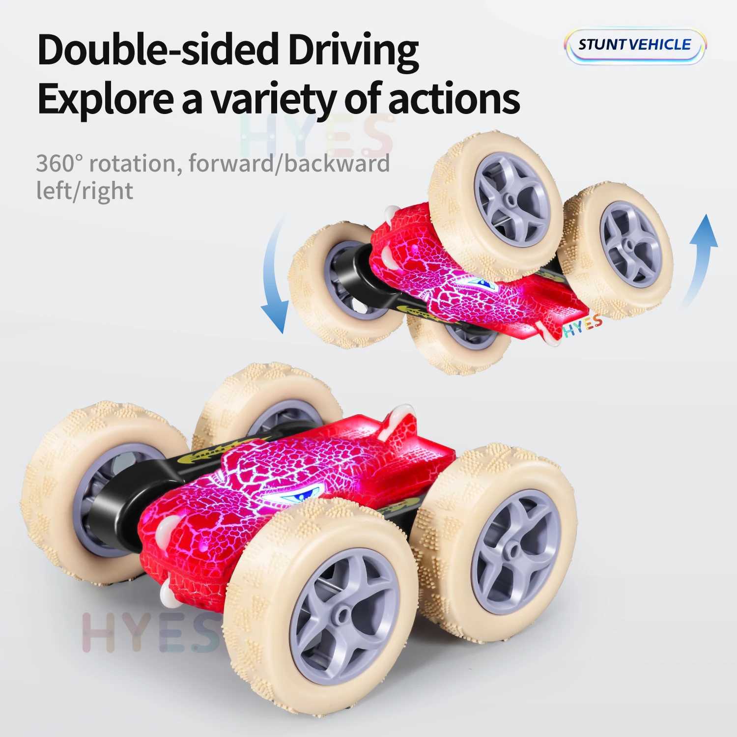 Free shipping Sudden Dinosaur RC Stunt 2.4G 5WD High Speed Double sided Tumbl Drift LED Light Remote Control Car Toy Children Adult Gift