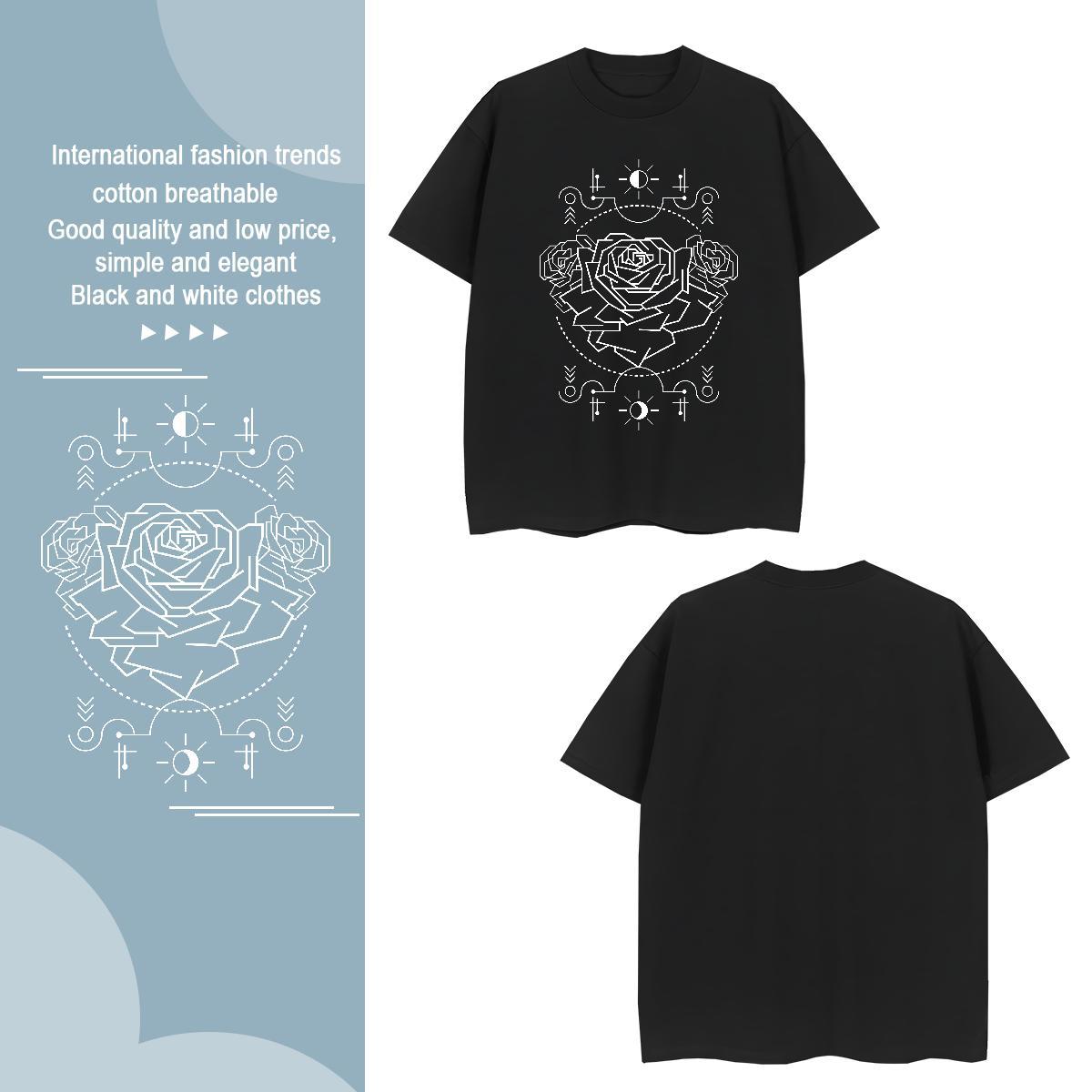 Mens T Shirts 230g Cotton Geometric line Home Outdoor Breathable DIY Mens Tshirts Custom Loose Fit Wear