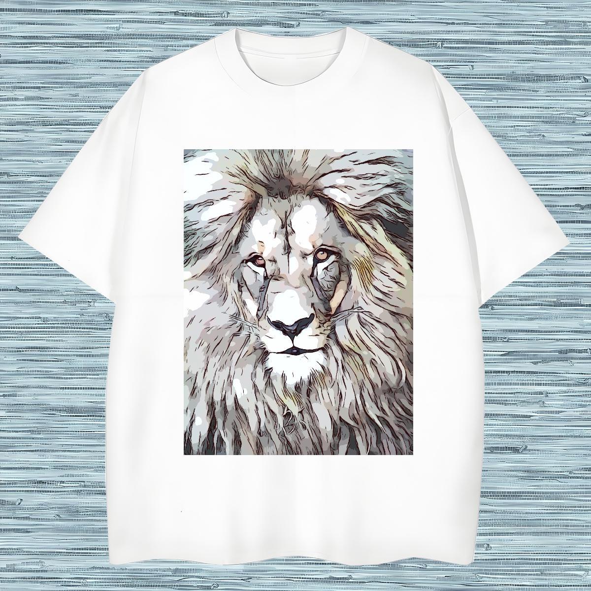 T Shirts Men 230g Cotton lion Hip Hop Breathable Oversized Men Tops Tees Fashion Designer Comfortable Tee Shirt