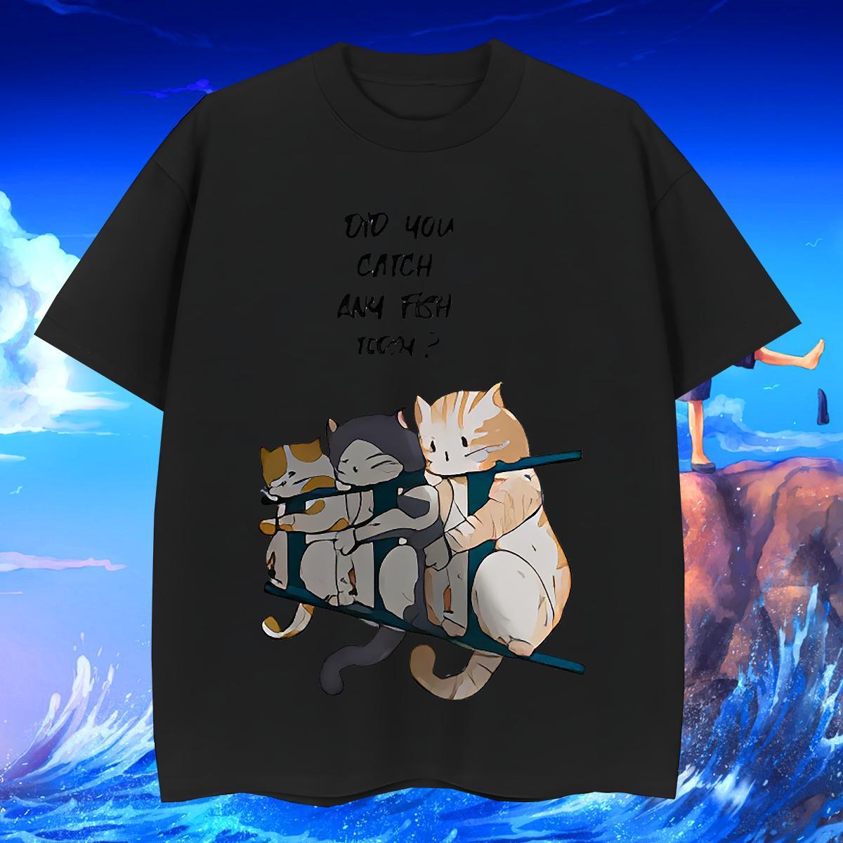 T-Shirts for Men 230g Pure Cotton cat Casual Daily Wear Crew Neck Breathable Customized Print Men Tshirts Factory Direct Popular Clothes