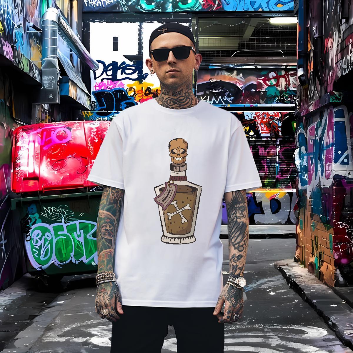 T Shirt For Man 230g 100% Cotton skull Summer Casual Crew Neck Customized Print Men Tees Wholesale Classic Tee Shirt