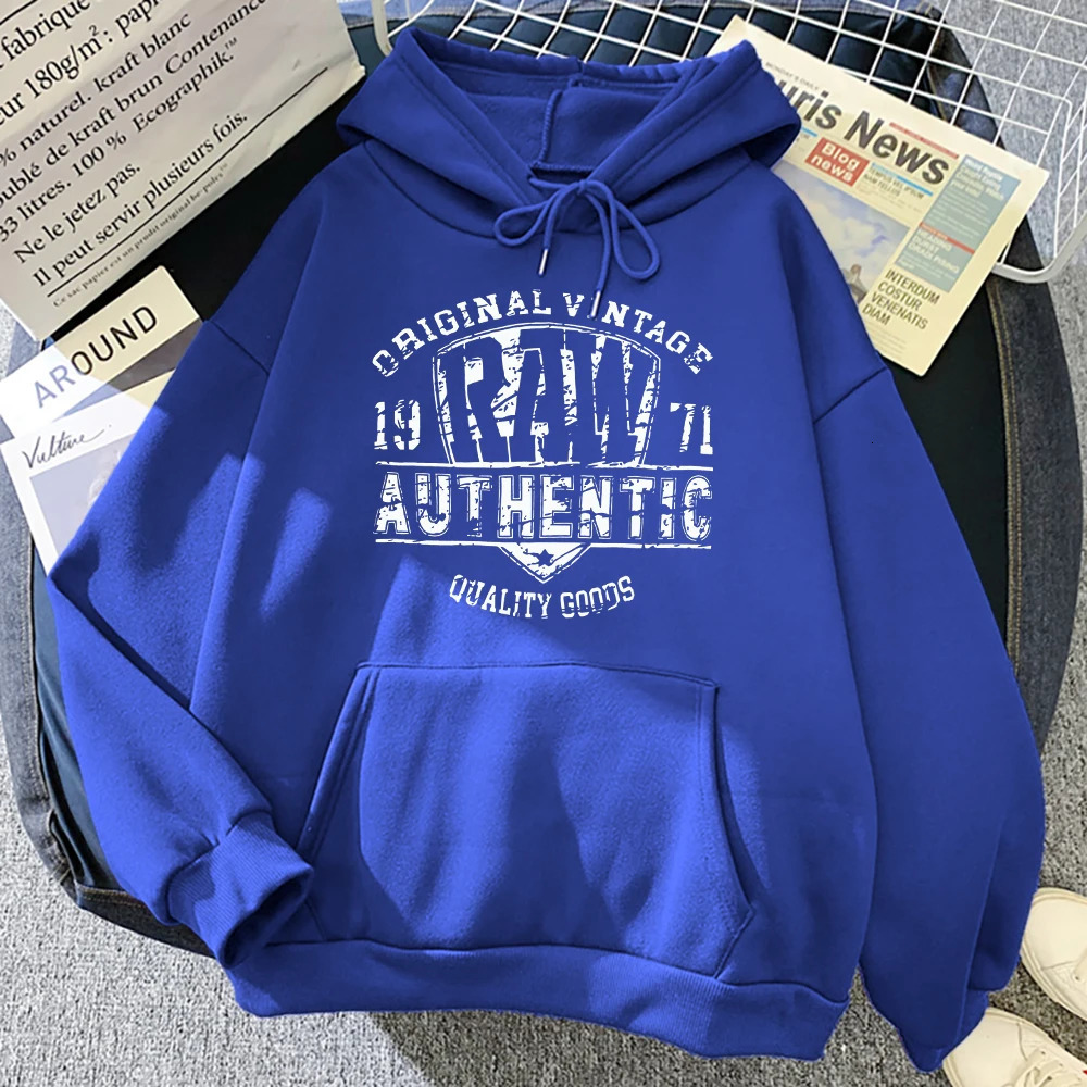 Original Vintage 1971 Raw Ahthentic Hoody Women Crewneck Hip Hop Sweatshirt Autumn Casual Clothing Female Fleece Loose Hoodie 240806