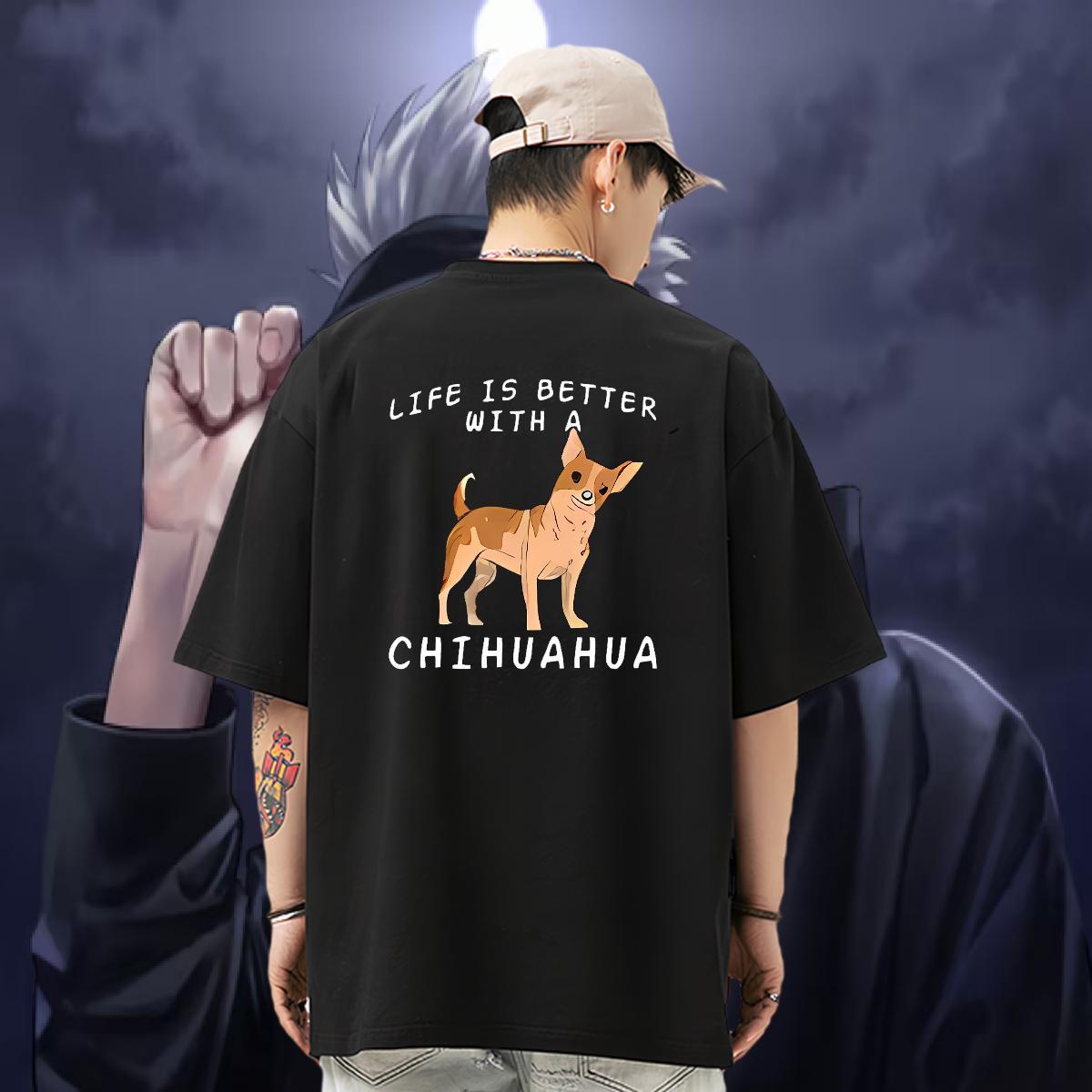 Fashion New Men T Shirts 230g 100% Cotton dog Street Tshirts Pure Cotton Soft Mens Tshirts DIY Anime
