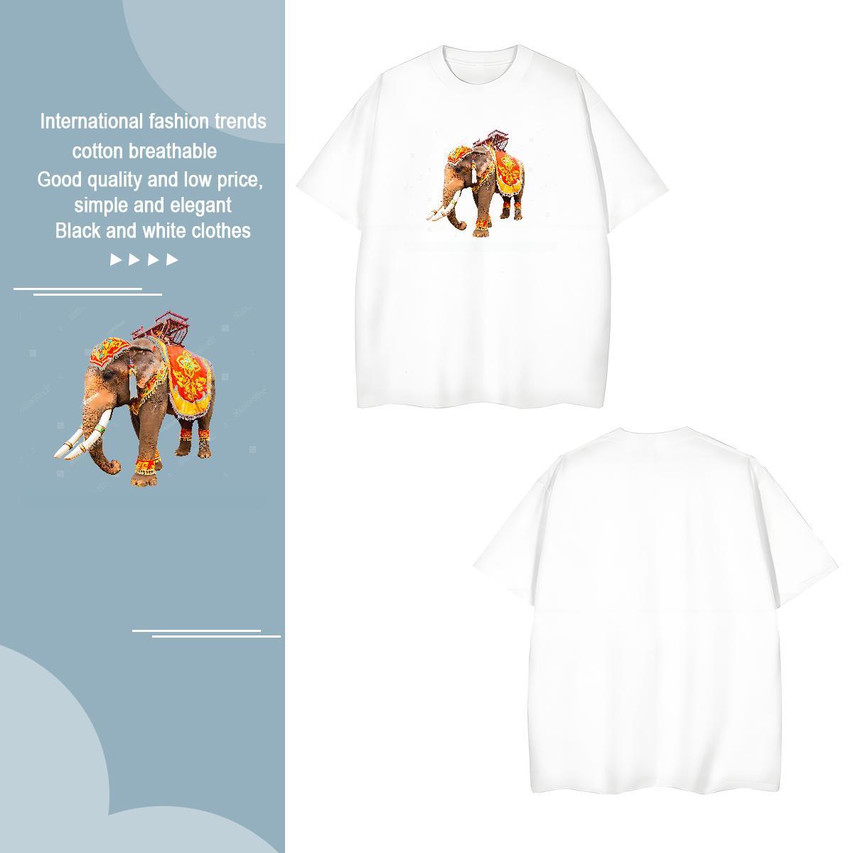 Loose Men Tshirts 230g Cotton elephant Mens T Shirts Spring Summer Breathable Short Sleeve Customized Fashion New Tops Tees