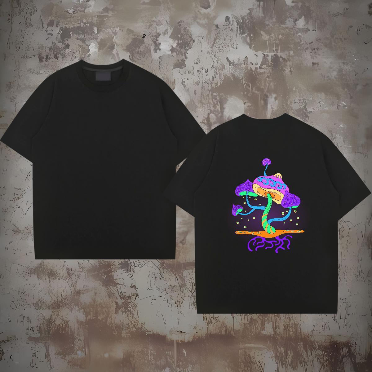 Designer T Shirt For Man 100% Cotton 230g mushroom Daily Outfit Tee Shirt Breathable Crew Neck Unisex Mens Tshirts Floral Print