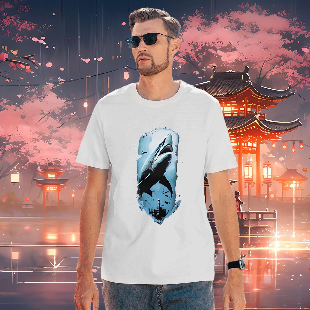 Cool Design Tshirt for Man Woman 230g Pure Cotton shark T-Shirts Casual Crew Neck Anime Factory Direct Clothes