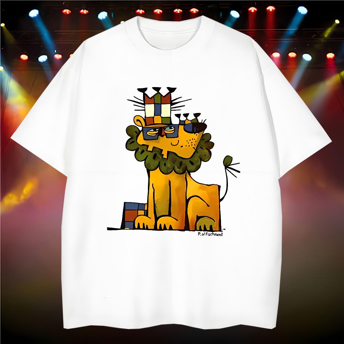 T Shirt For Man 100% Cotton 230g lion Spring Summer Breathable Crew Neck Anime Tshirt for Man Woman New Arrival Soft Polos