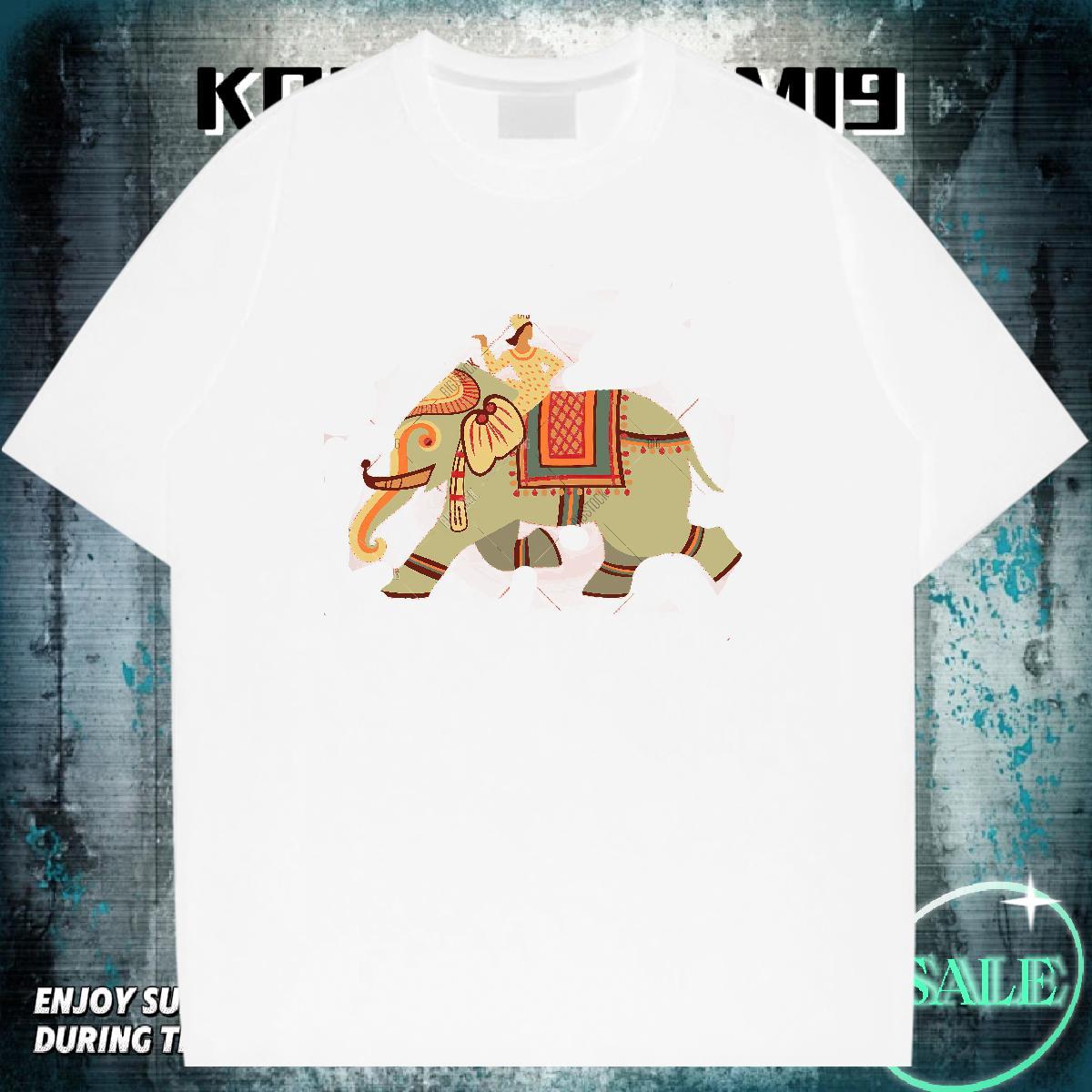 Designer Couples T Shirts 230g Pure Cotton Outdoor elephant Anime Print Breathable Crew Neck Casual New T-Shirts for Men Clothes