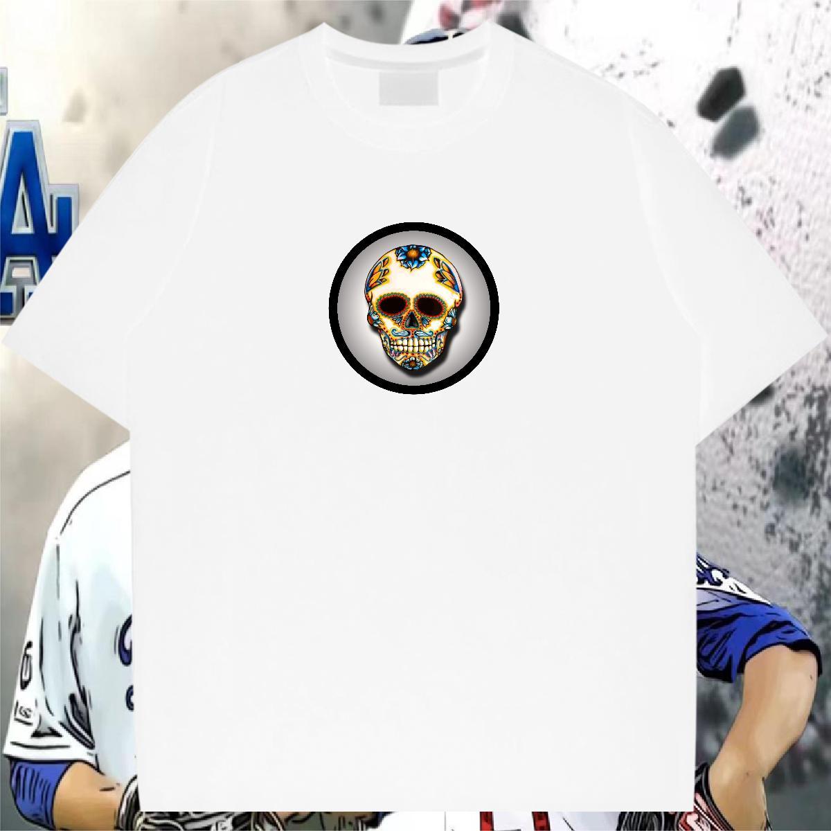 Designer Men T Shirts skull Clothings 230g Pure Cotton Summer Casual High Quality Custom Cartoon Breathable Short Sleeve Tshirt for Man Woman