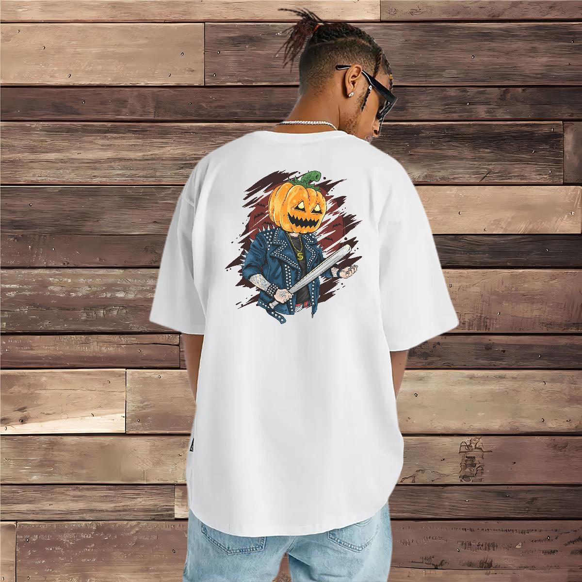 Fashion New Men T Shirts 230g Pure Cotton pumpkin Home Outdoor Tees Shirts Short Sleeve O-Neck Cool Design Men Tops Tees Custom Print Oversized