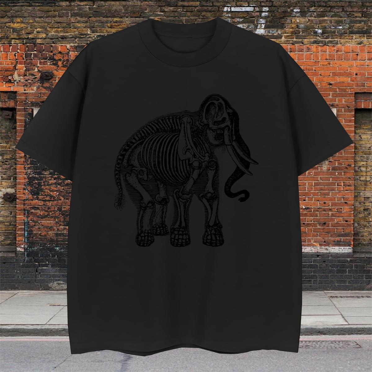 Loose Couples T Shirts 230g 100% Cotton Elephant Men T Shirts Hip Hop Street Breathable Crew Neck DIY Anime 2024 New Tops