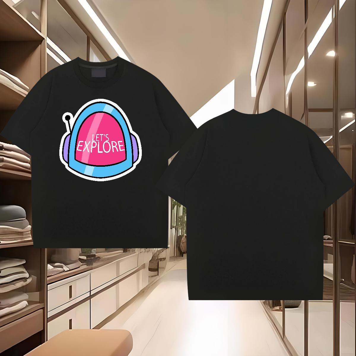 T-Shirts 230g Cotton universe Daily Outfit Round Neck Short Sleeve Floral Print Men Clothes T-Shirt Fashion Comfortable Polos