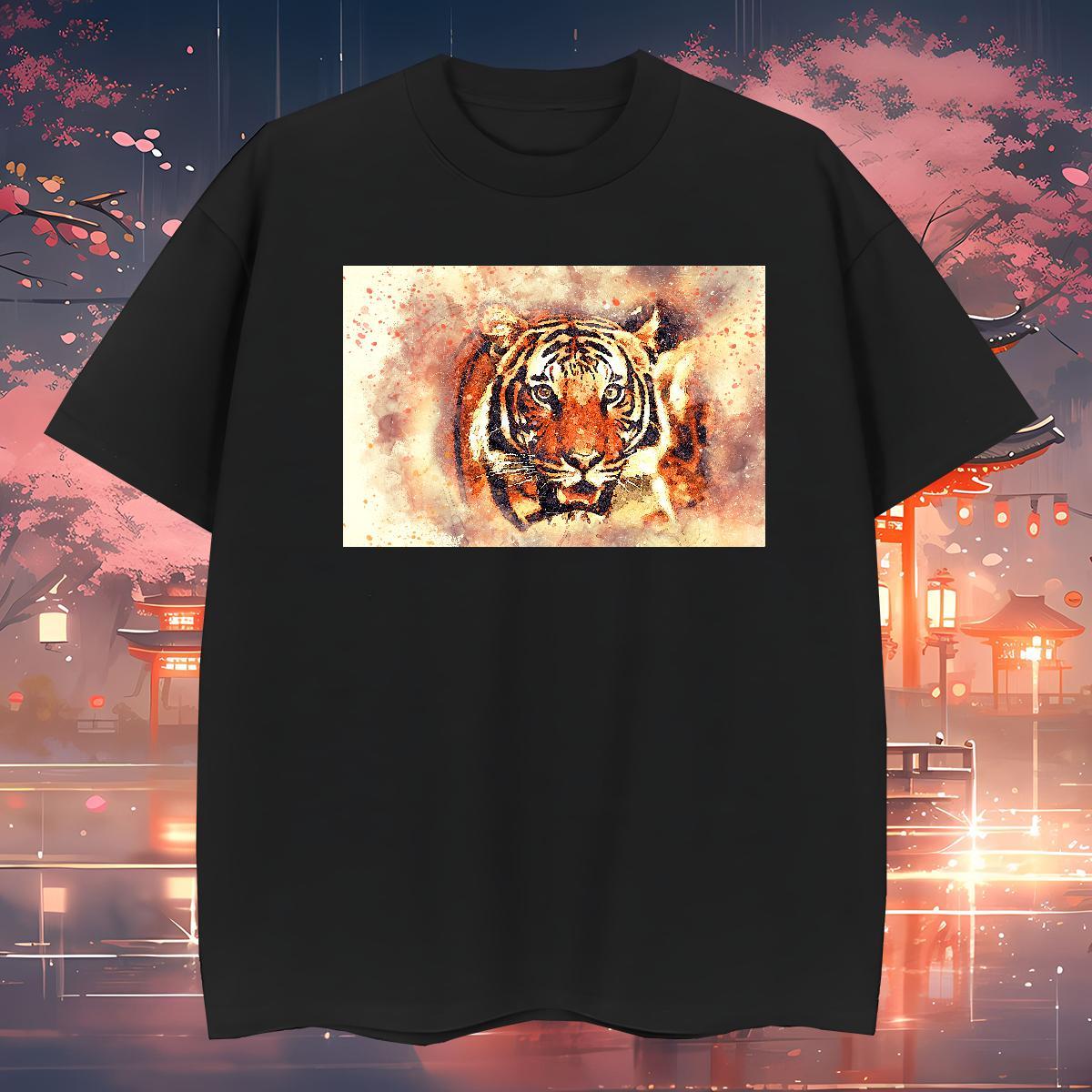 Wholesale Men Clothes T-Shirt 100% Cotton 230g tiger Mens T Shirts Casual Beach Breathable Short Sleeve Customized Fashion Casual Tops Tees