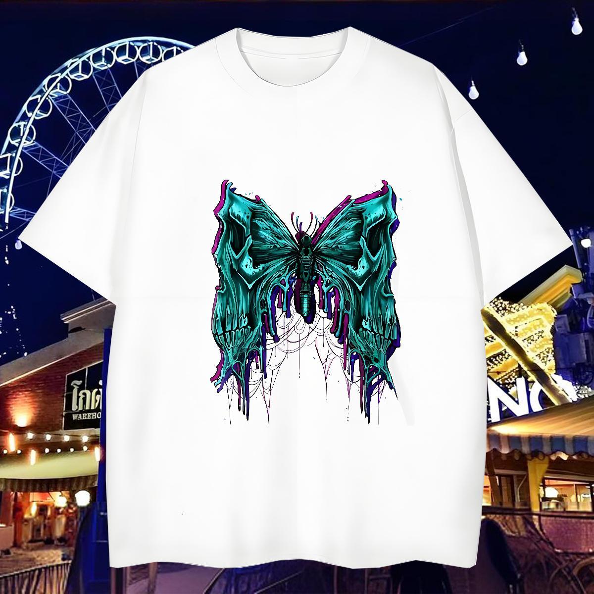 Fashion T-Shirts for Men 230g Cotton halloween Street wear Hip Hop Tops O-Neck Short Sleeve Soft Tshirt for Man Woman Cartoon Printing L-4XL