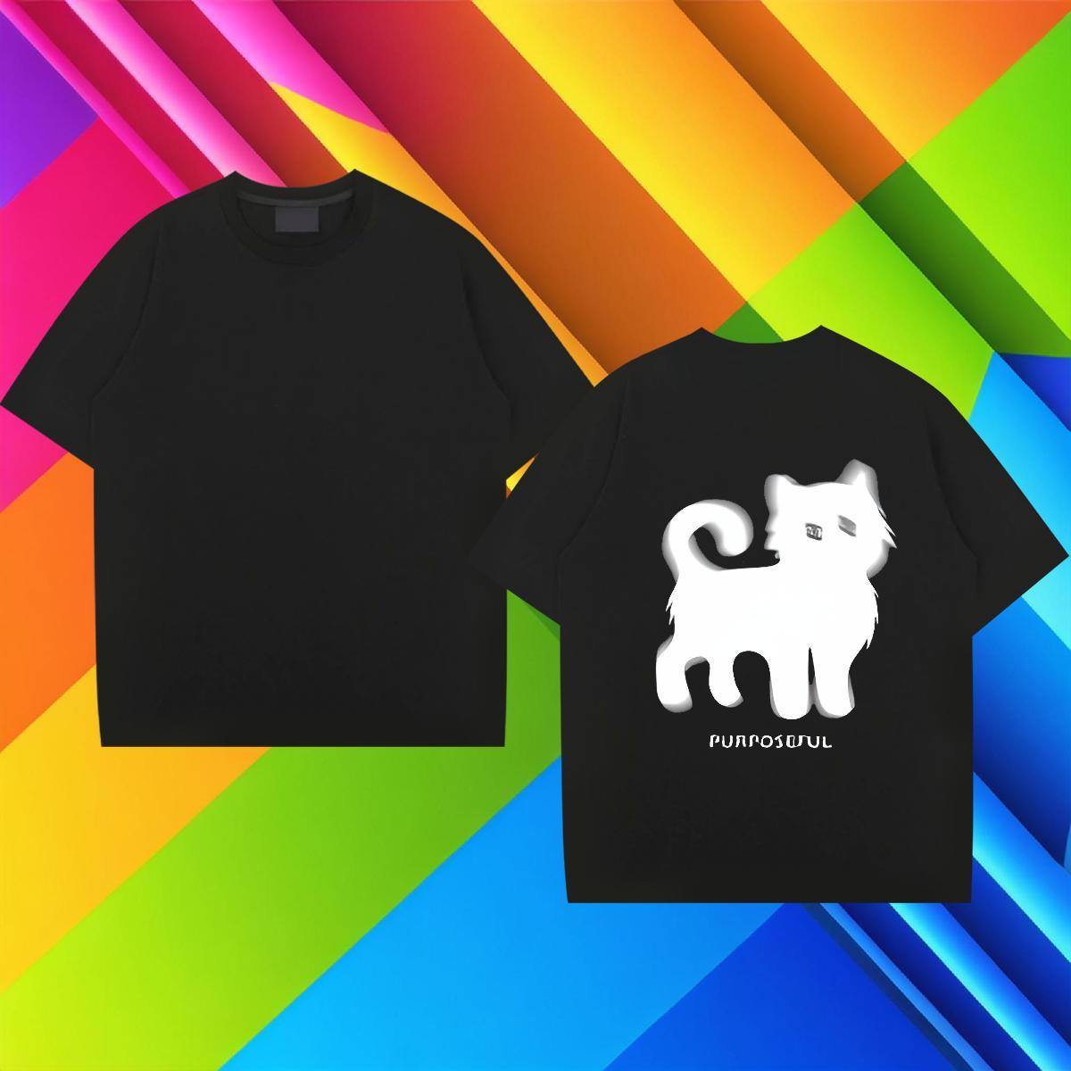 New Men T Shirts 230g 100% Cotton cat Hip Hop Wear Breathable Short Sleeve Comfortable Tshirt for Man Woman Graphic