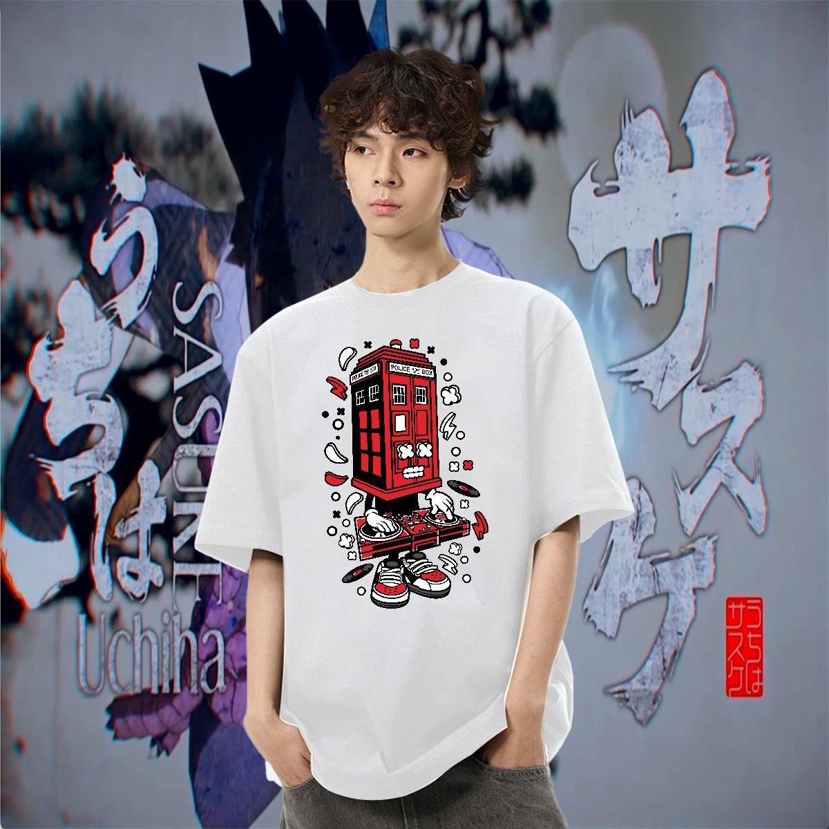 Wholesale Men Clothes T-Shirt 230g Pure Cotton Hip Hop ET Cartoon Print Crew Neck 2024 Summer Men T Shirts Tops