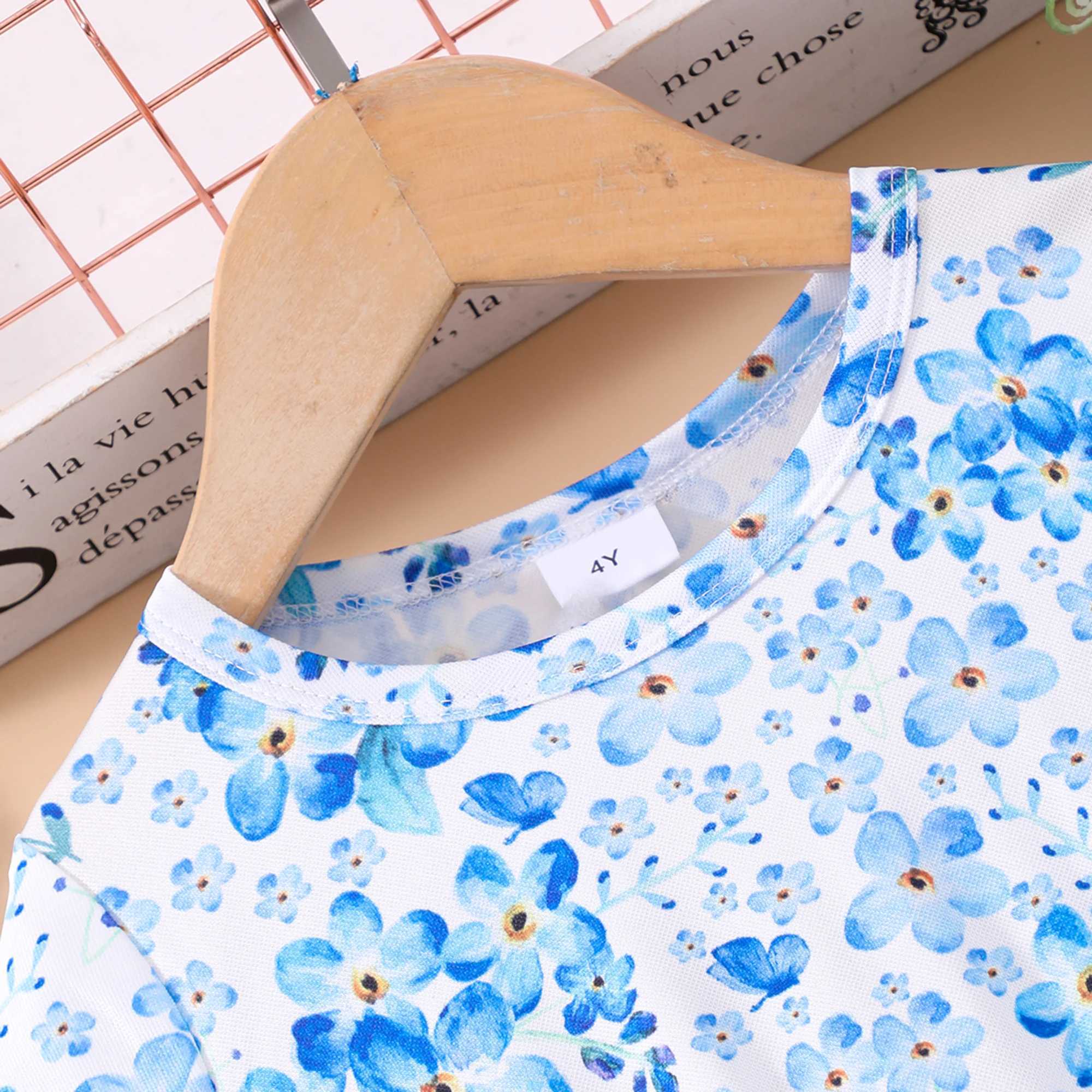 Floral Allover Graphic A-line dress for girls short sleeved casual dress for holidays/summer outingsW240720