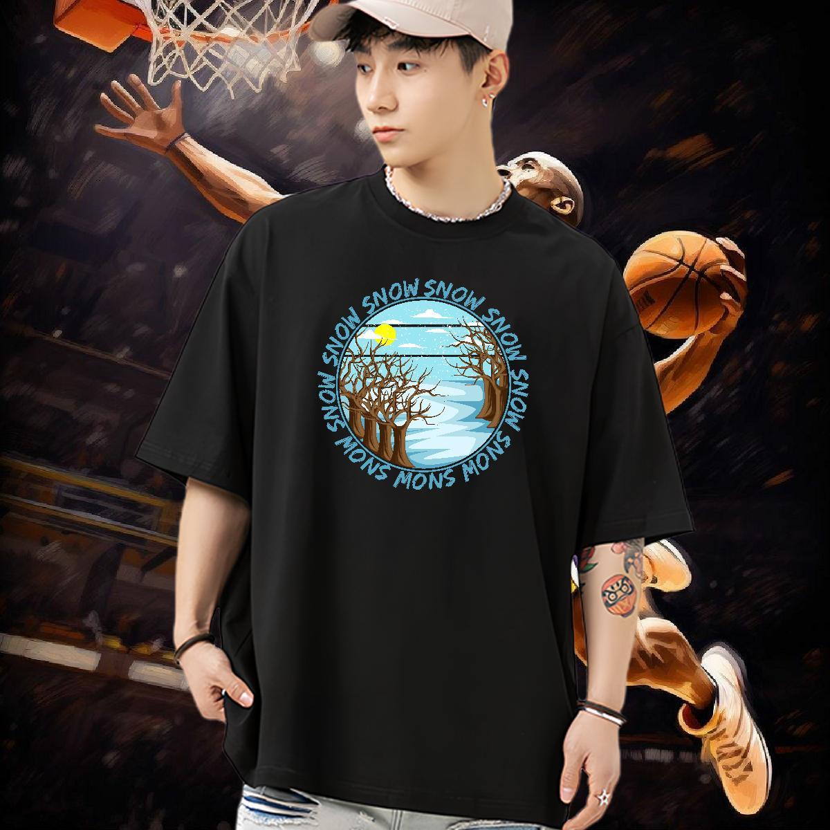 DIY Mens T Shirts 100% Cotton 230g sun Spring Summer Clothings Round Neck Short Sleeve High Quality Men Clothes T-Shirt Black White