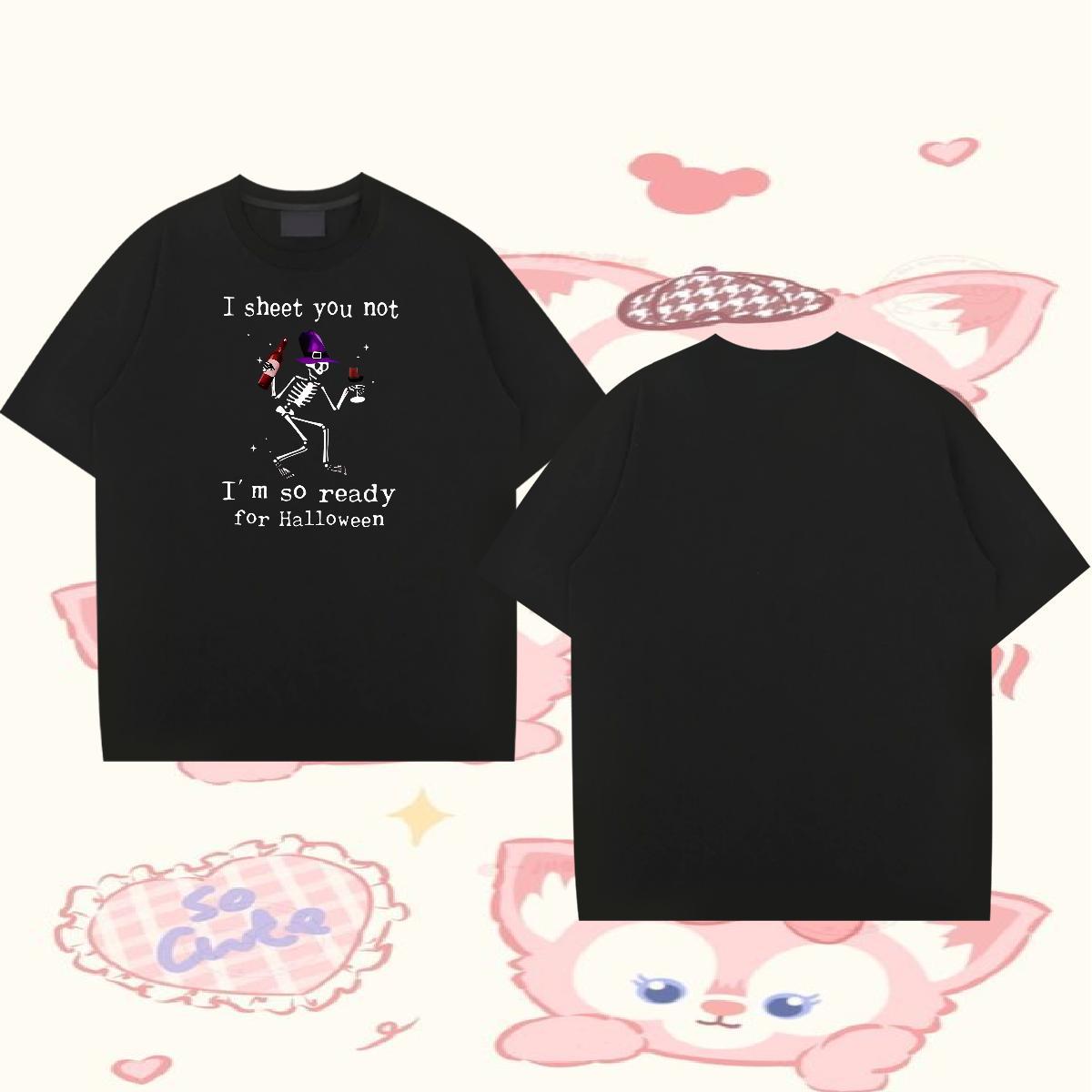 New T Shirts Men 230g Cotton halloween Home Outdoor Polos Breathable Soft Cool Tshirt for Man Woman Black White