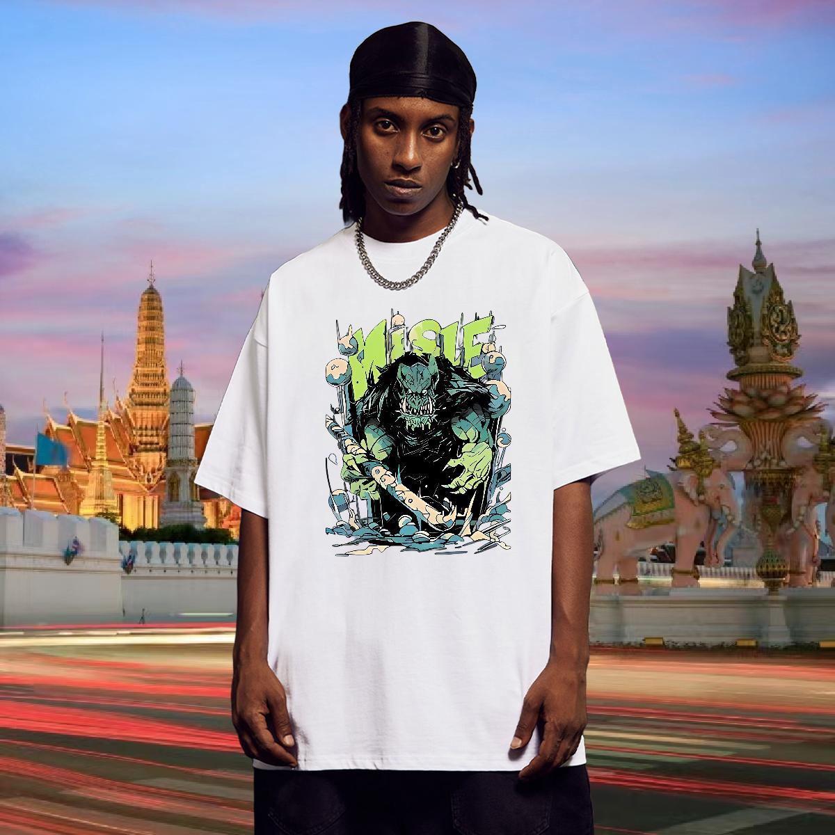 T-Shirts for Men 230g Cotton Terror Daily Wear Breathable Crew Neck Black White Men Tops Tees 2024 Designer Cool Design Polos