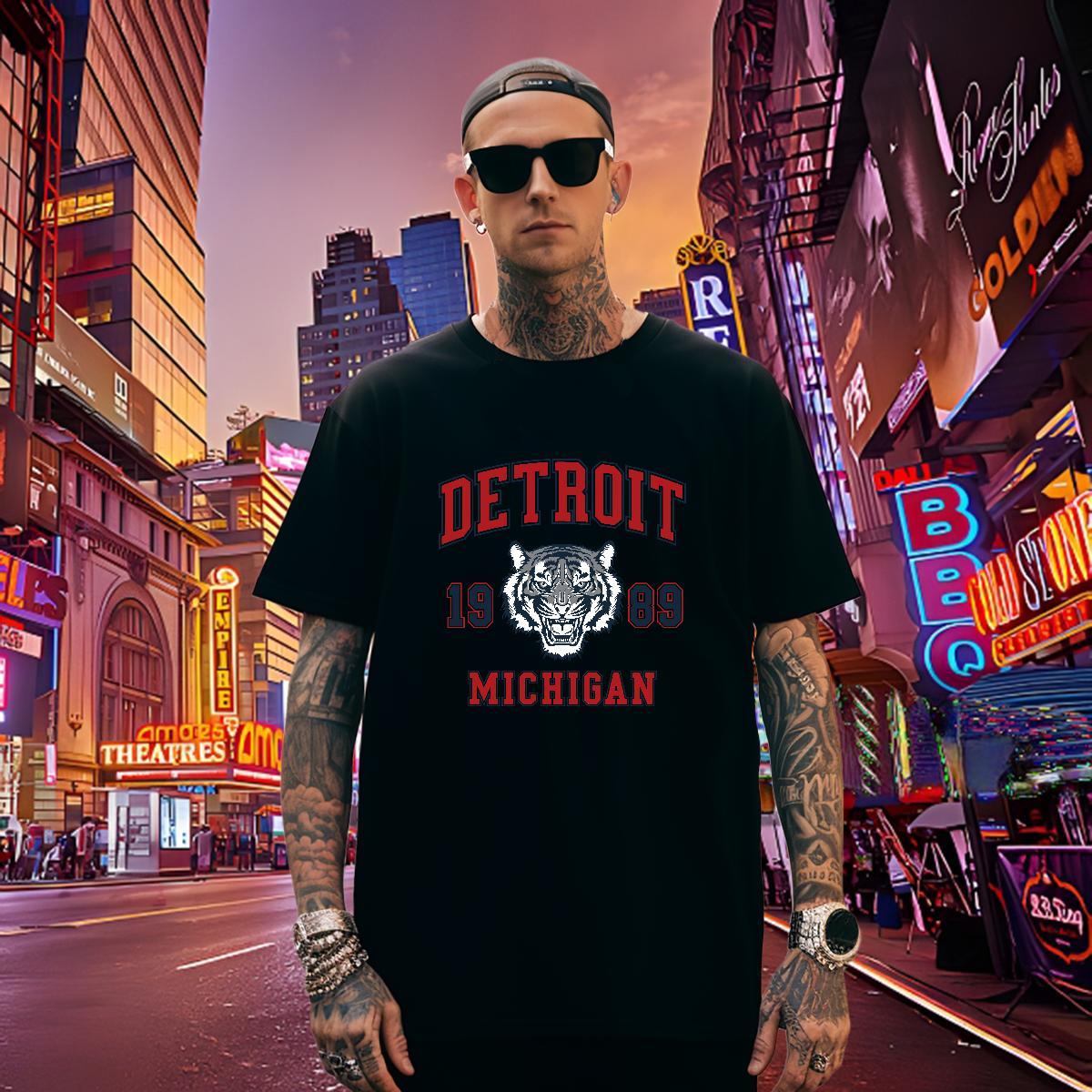 Popular Tshirts 100% Cotton 230g tiger T-Shirts for Men Casual Short Sleeve Soft Anime Print New Arrival Tees