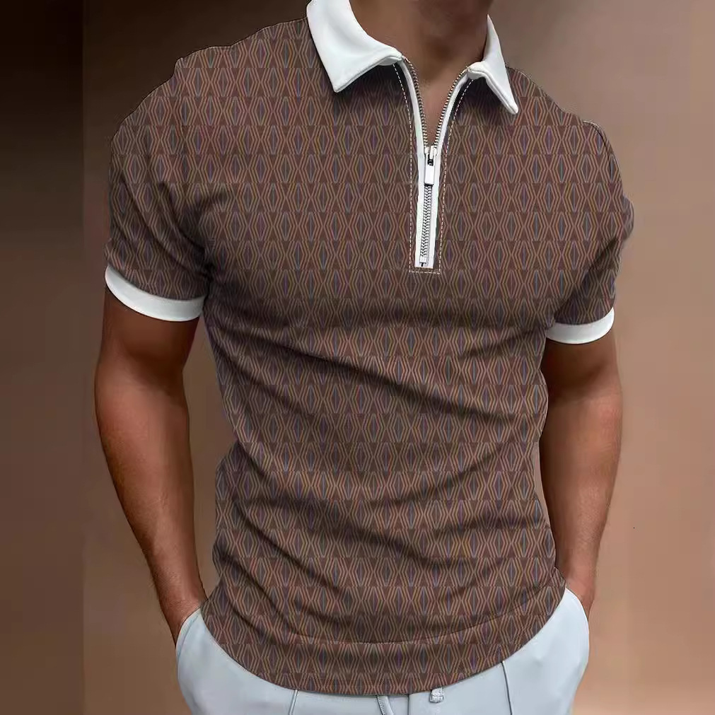Spring/Summer New POLO Zipper Printed Men's Polo Shirt