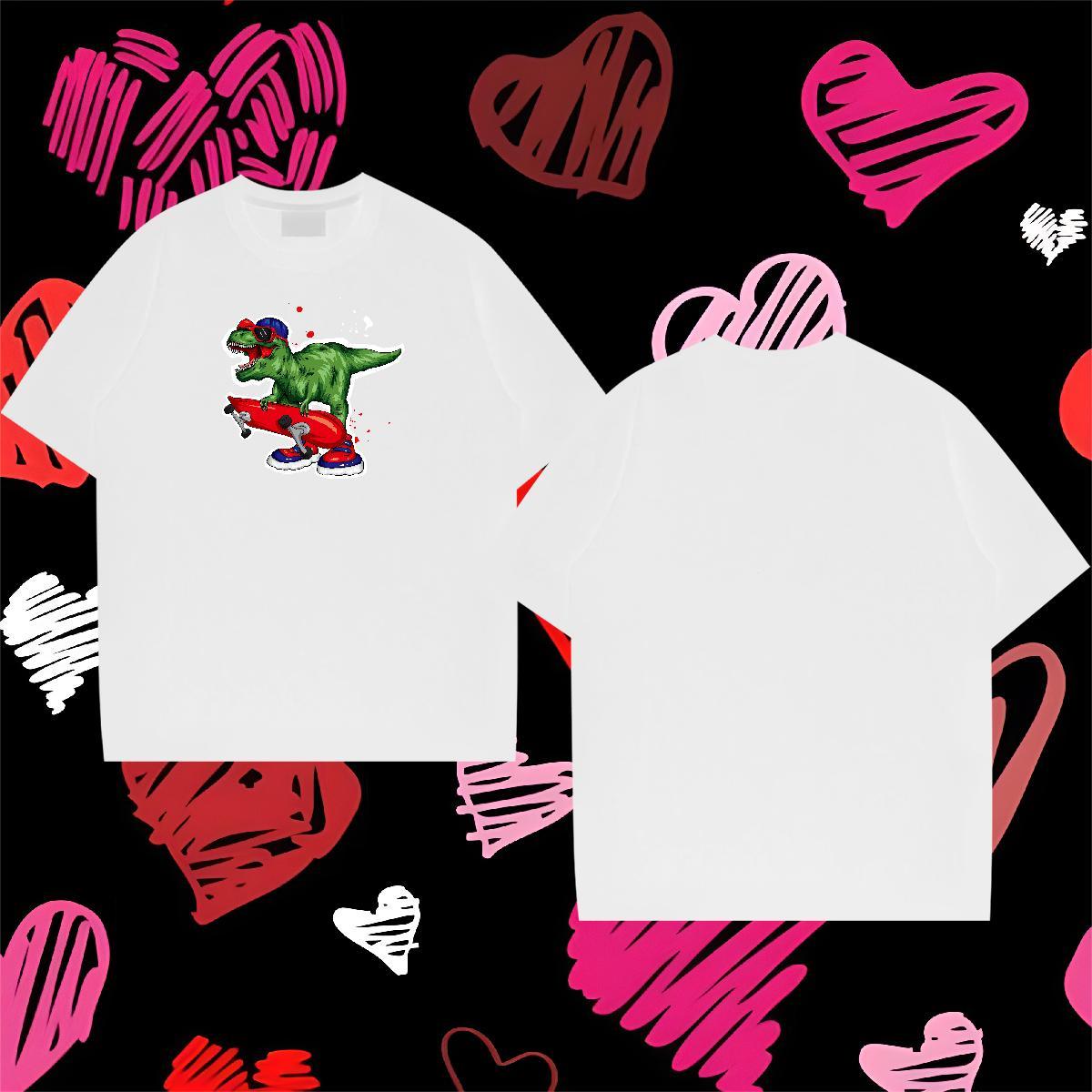 Fashion Design Mens T Shirts 230g Cotton dinosaur Beach Polos Round Neck Short Sleeve TOP Quality Tshirts DIY
