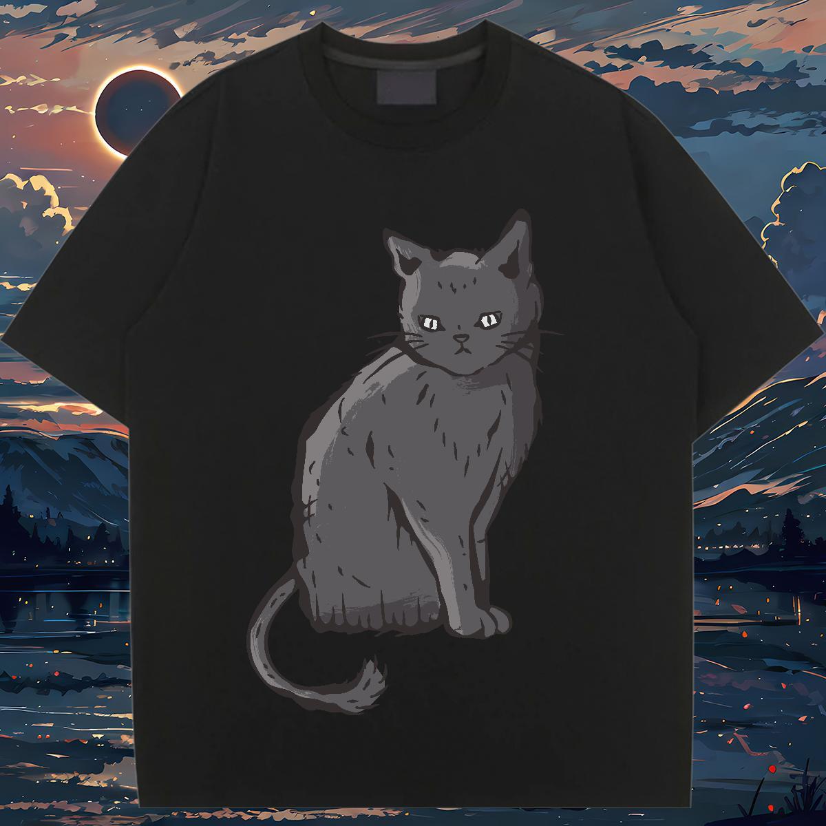 High quality T Shirts Women O-Neck Short Sleeve Women Tshirts Custom Printed cat Summer Casual 100% Cotton 230g 2024 Designer Tops