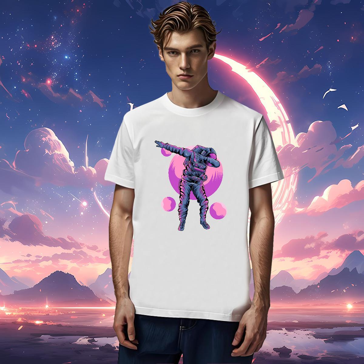 Man T Shirts 230g Pure Cotton cosmonaut High Street Hip Hop O-Neck Short Sleeve Custom Print Oversized Tshirts DIY Customized Loose Tee Shirt