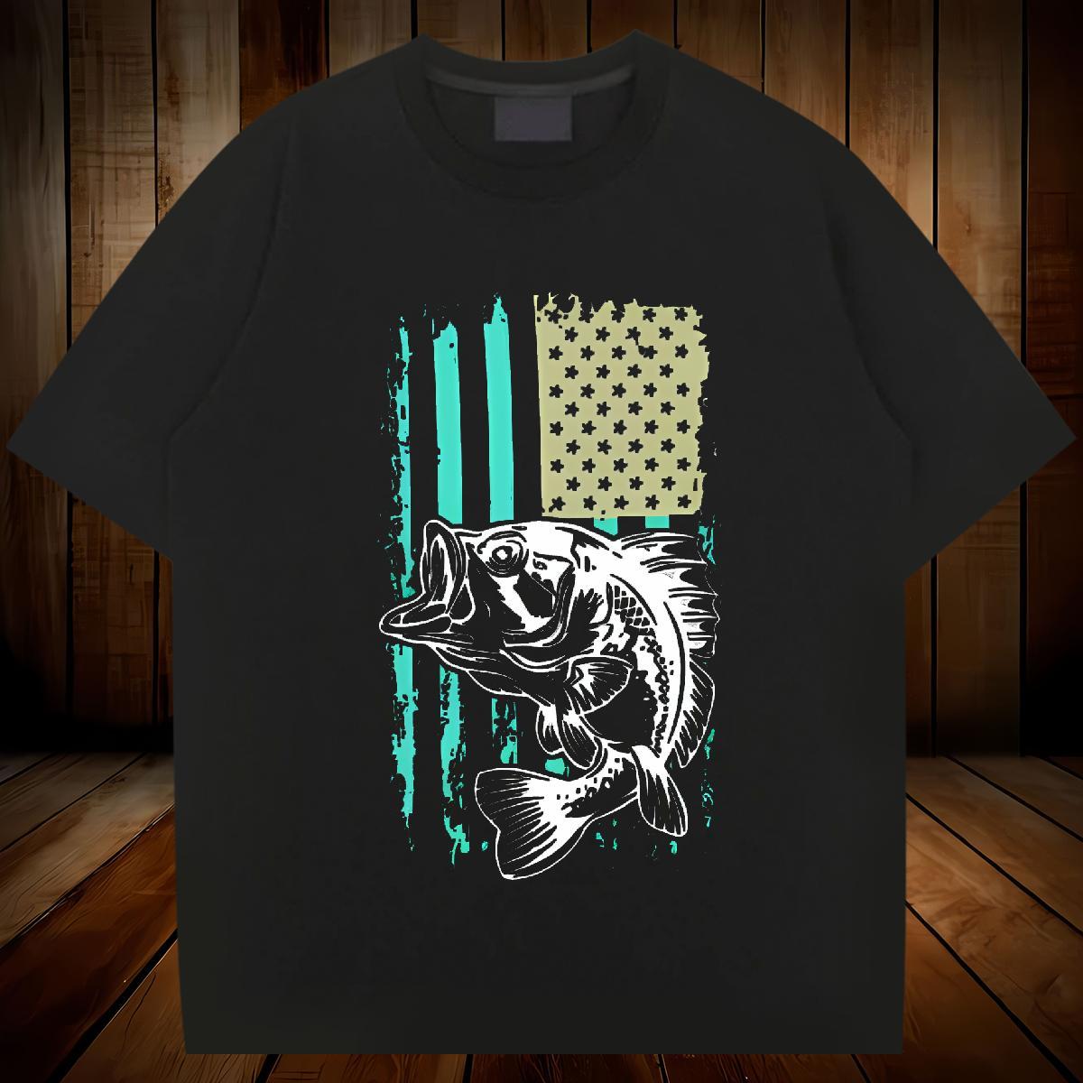 2024 Designer Mens T Shirts 230g 100% Cotton fish Summer Casual Polos Breathable Crew Neck Soft Mens Tshirts Cartoon Printing L-4XL