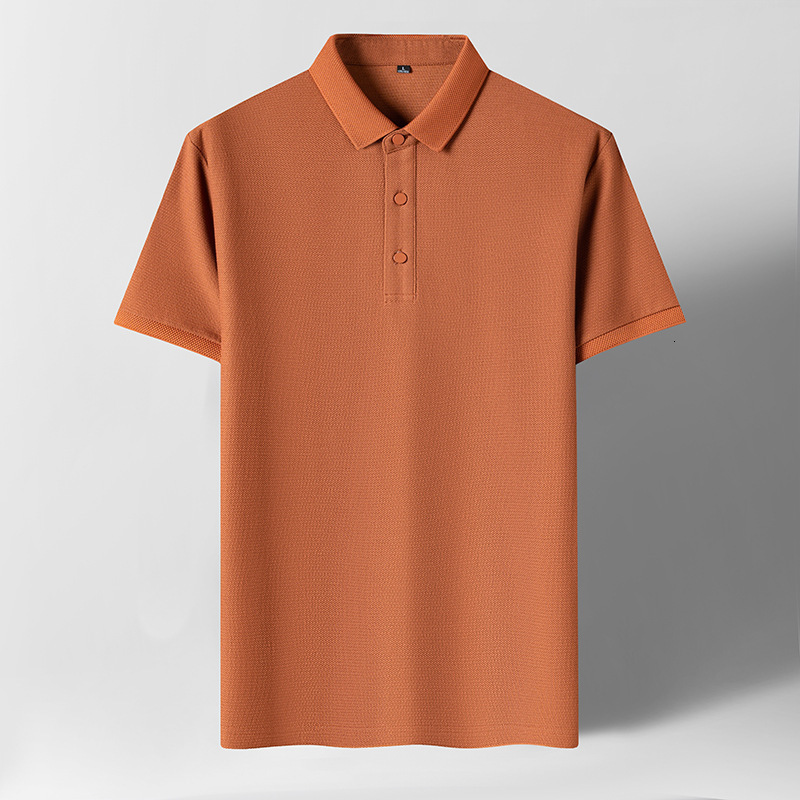 Jacquard POLO shirt short sleeved T-shirt 2023 summer trendy brand solid color lapel breathable mesh men's top