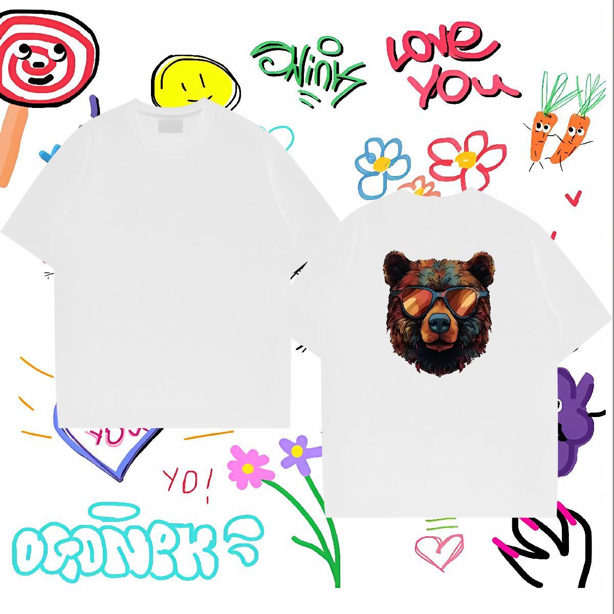 Designer Man T Shirts 230g 100% Cotton bear Daily Wear Tops Breathable Short Sleeve Classic Couples T Shirts Custom Printing