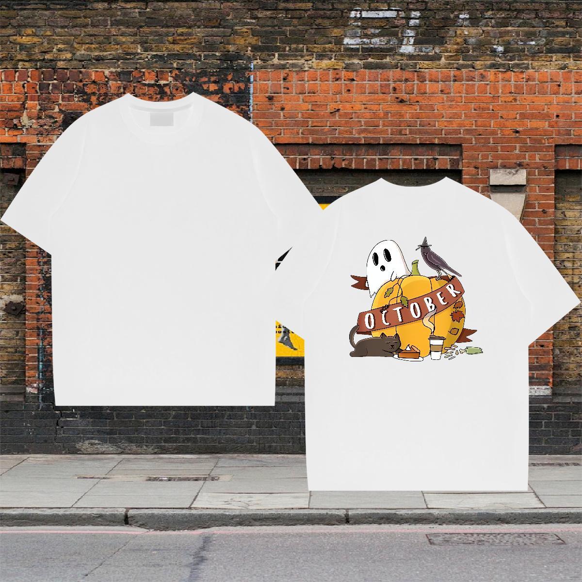 Fashion Casual T shirt 100% Cotton 230g pumpkin Street Wear Crew Neck Breathable Loose Fit Tshirt for Man Woman Custom Anime