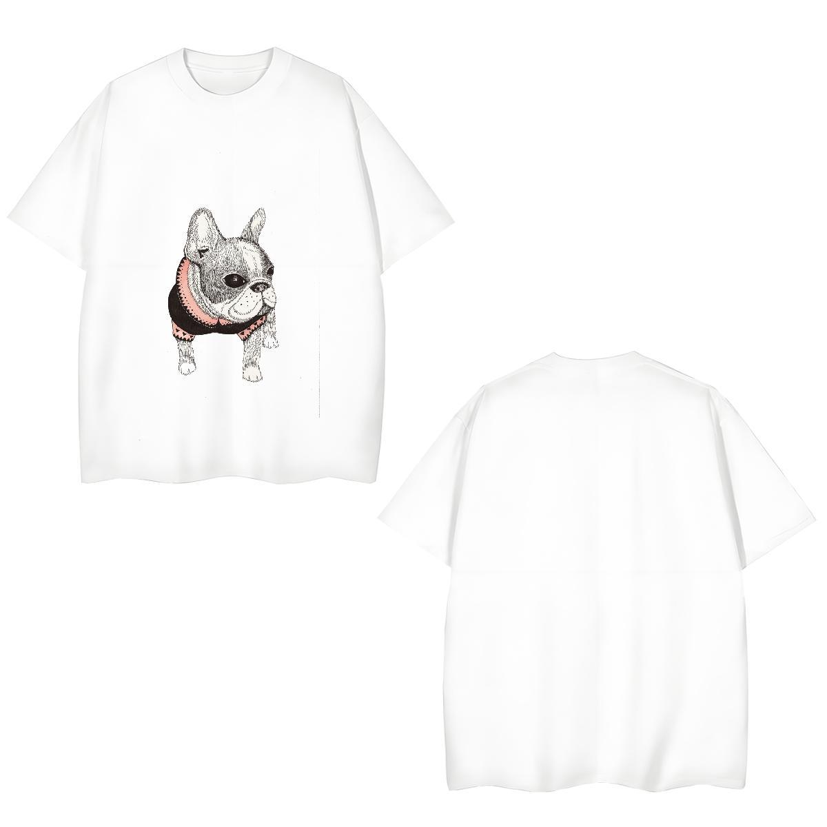 High Quality Men Clothes T-Shirt 230g Cotton Dog T-Shirts for Men Street Breathable Crew Neck DIY Printed 2024 Designer Tshirts