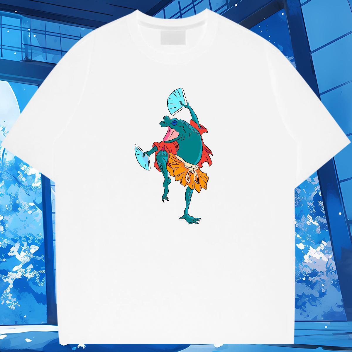 DIY Customized Men T Shirts 230g Cotton Frog Beach Clothings Round Neck Short Sleeve Wholesale Tshirts Floral Print