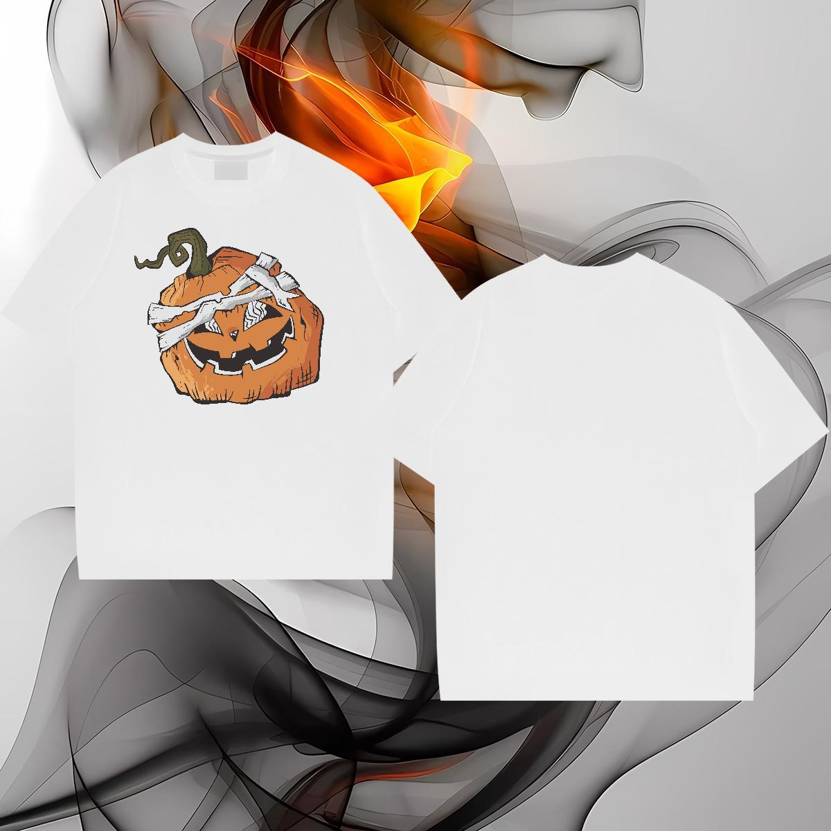 2024 New Men T Shirts 230g 100% Cotton pumpkin Home Outdoor Tshirts Breathable Short Sleeve TOP Quality Mens Tshirts Custom Anime