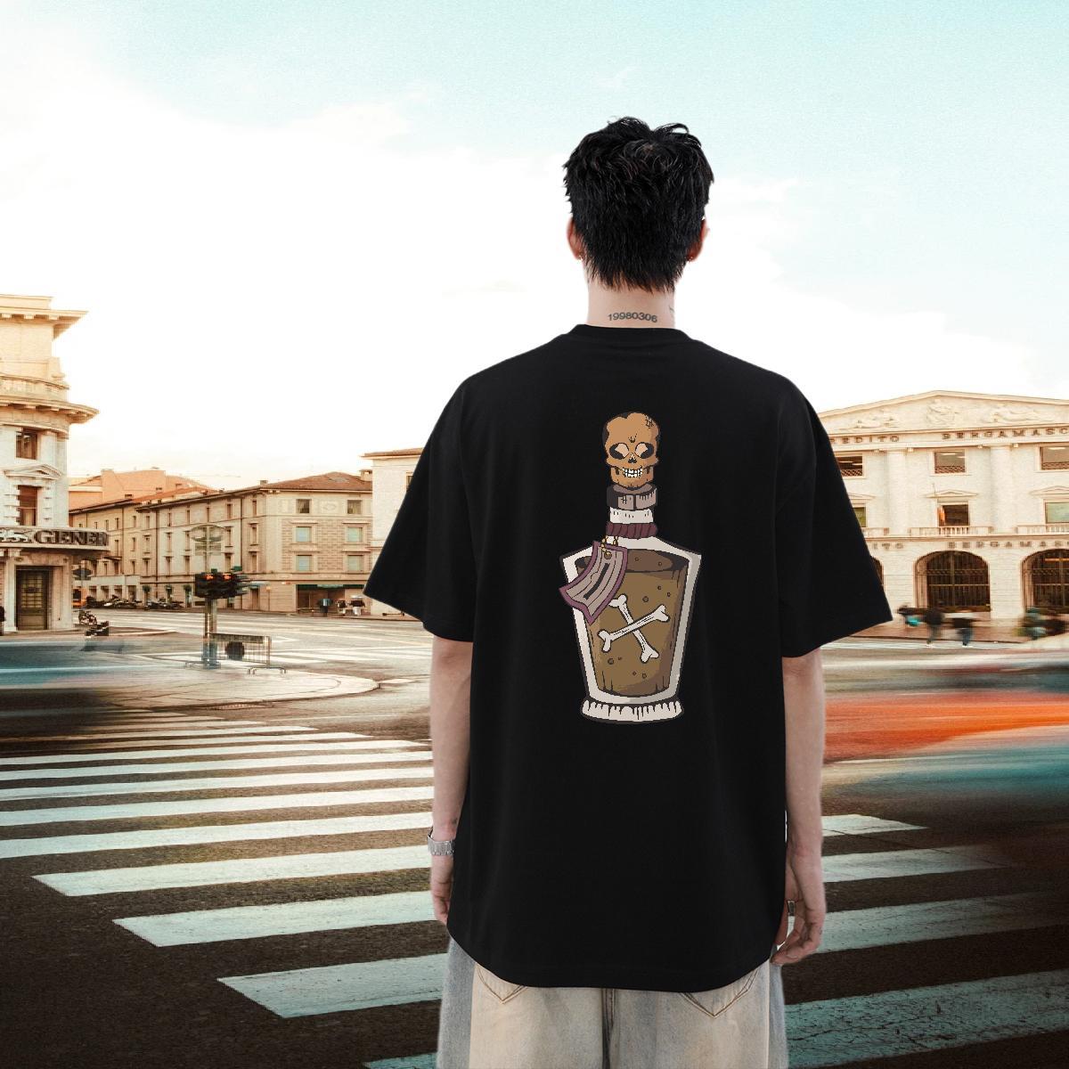 DIY Man T Shirts 230g Cotton bottle Spring Summer Tops Tees Breathable Crew Neck Free Shipping Tshirts Anime Print