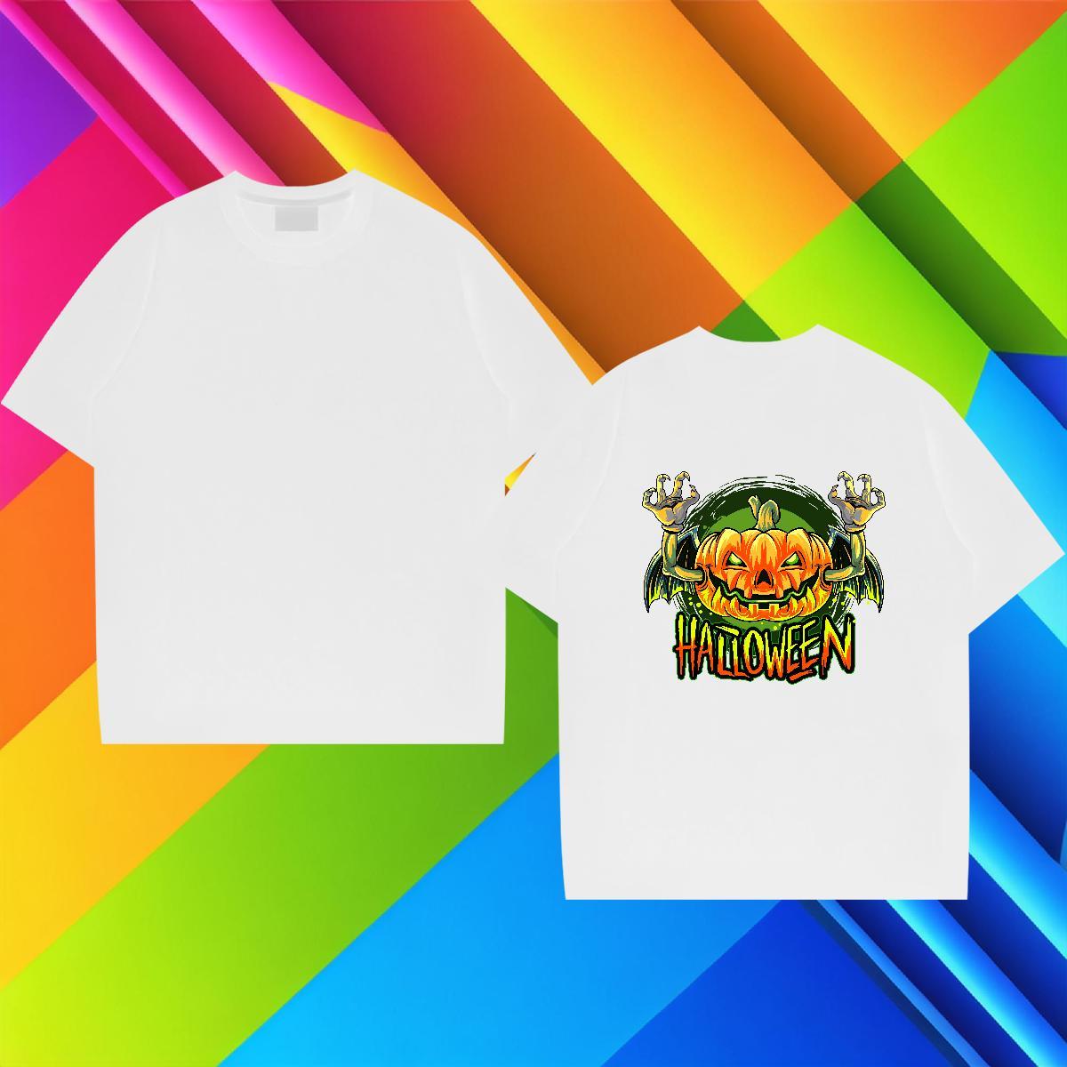 Fashion Casual Men T Shirts 230g 100% Cotton pumpkin Street Casual Tshirts Breathable Short Sleeve Loose Fit Mens Tshirts Plus Size Custom