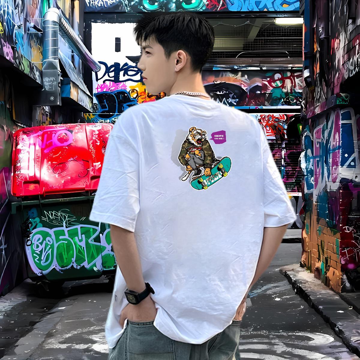 DIY Customized T Shirts Men 230g Cotton Home Outdoor Tees O Neck Short Sleeves Unisex Tshirt for Man Woman Custom Cartoon