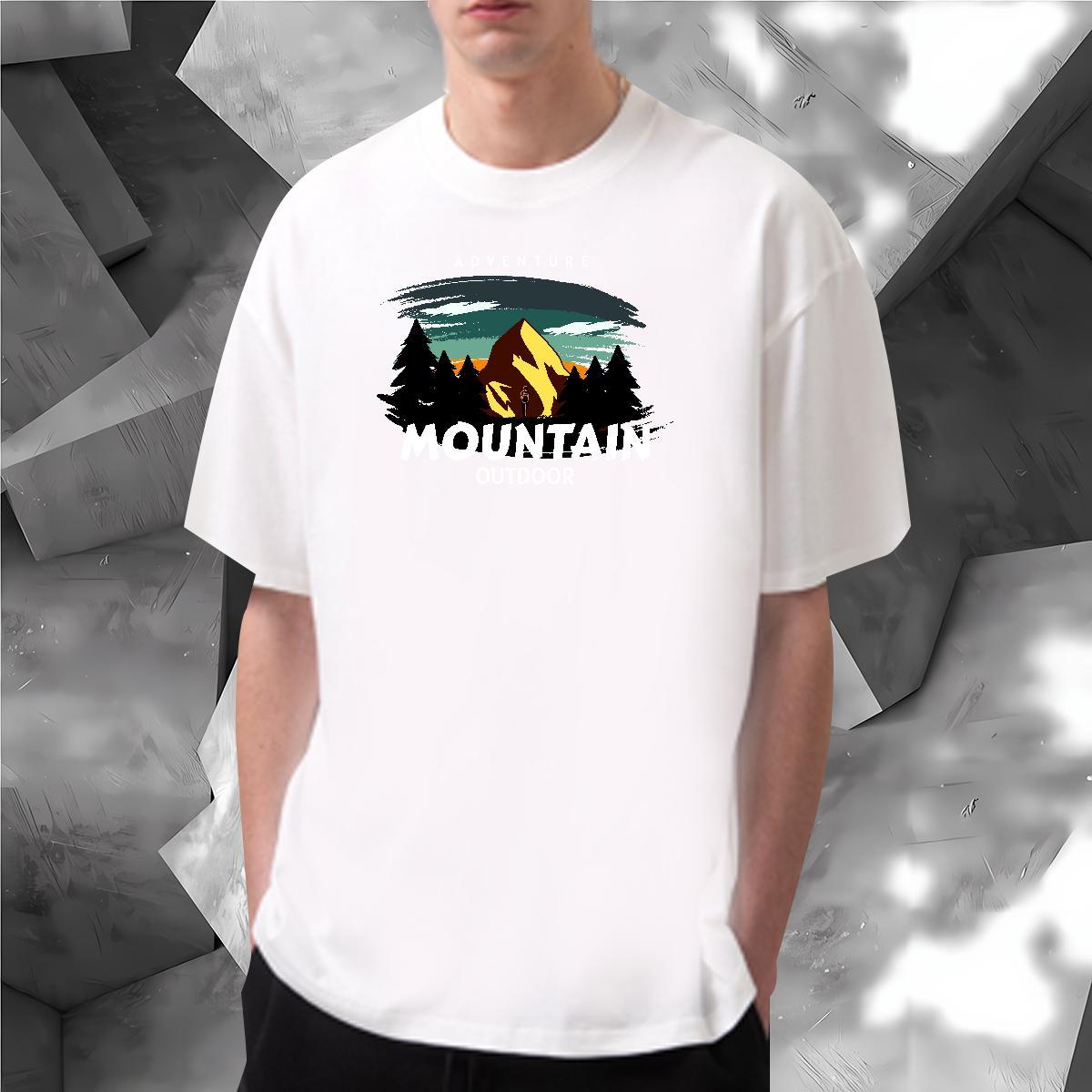 Classic T-Shirts for Men 230g Cotton tree Street Wear Polos Short Sleeve Soft TOP Quality Men Tops Tees Black Oversized