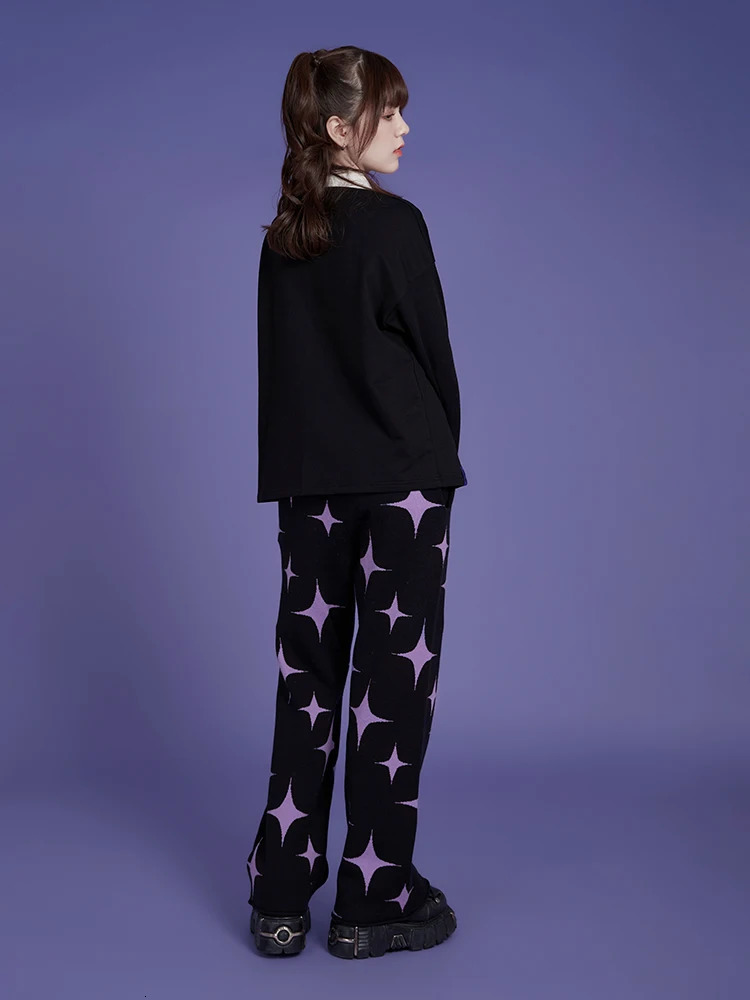 Black Sweet Cool Rose Loose Embroidered Long Sleeve Polo Loose Casual Cute T-shirt Autumn Top Tshirt Y2k Clothes Accessories 240806