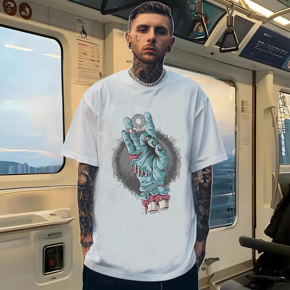 Casual New Man T Shirts 100% Cotton 230g Halloween Summer Casual Tops Shirt Breathable Crew Neck High Quality Men Tops Tees Custom Printing