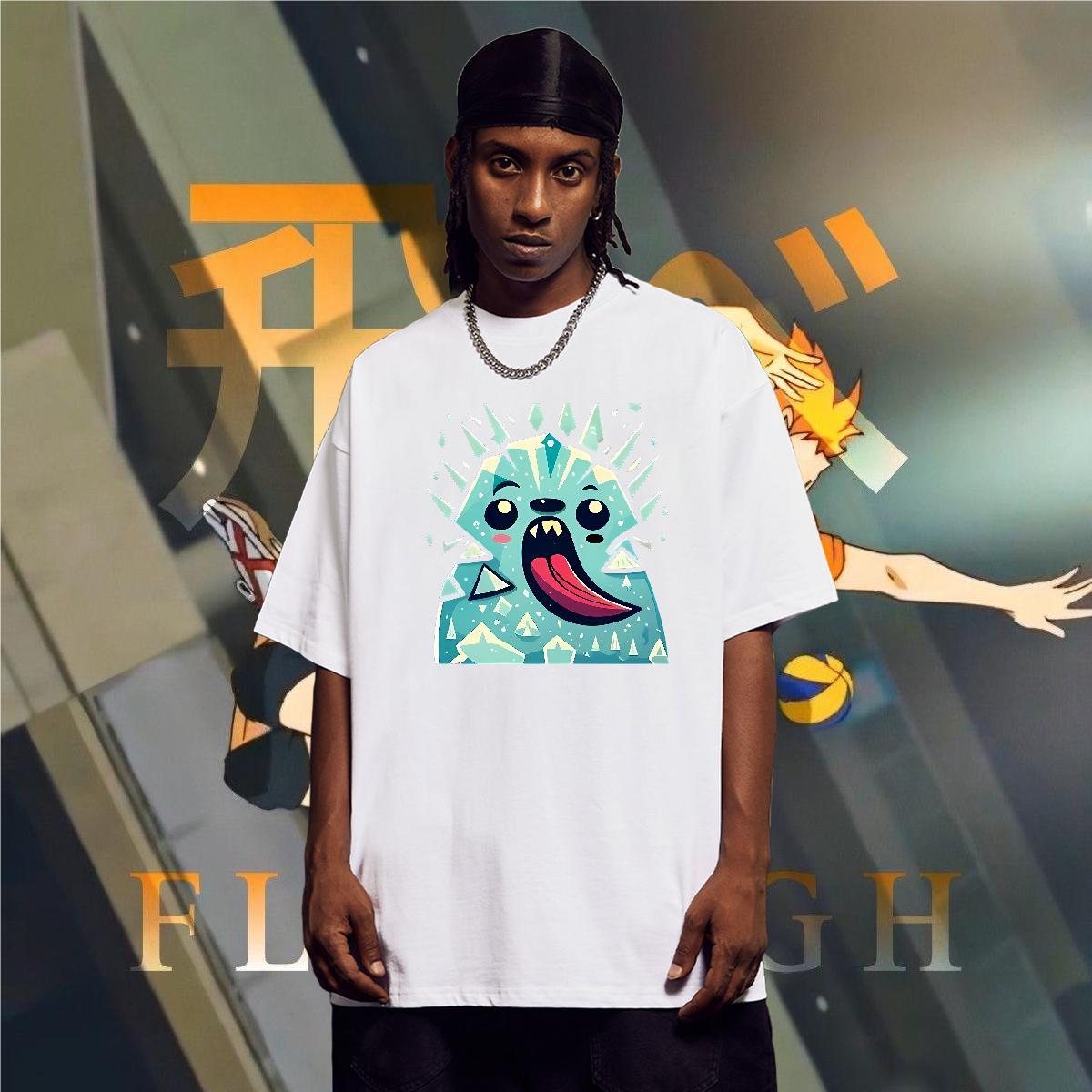 T shirt 230g 100% Cotton grimace Casual O Neck Short Sleeves White Plus Size Couples T Shirts New Designer Cool Tops