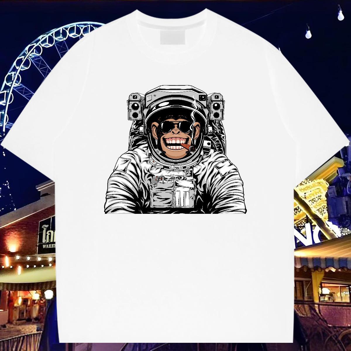 Mens T Shirts 230g 100% Cotton universe Hip Hop Street Breathable Crew Neck Custom Printed Men Tops Tees Fashion Comfortable Tops Shirt