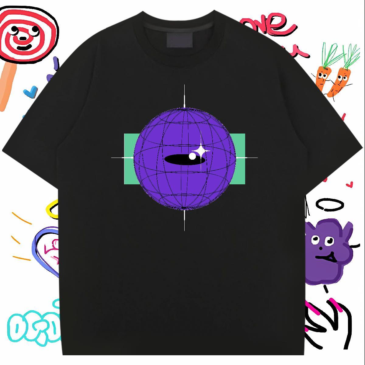 T Shirt For Man 100% Cotton 230g universe Street wear Hip Hop Breathable Short Sleeve Customized Print Couples T Shirts 2024 DIY Loose Top Tees